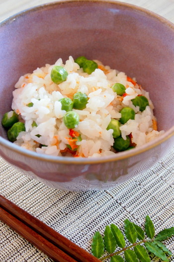 小エビとグリンピースの炊き込みごはん