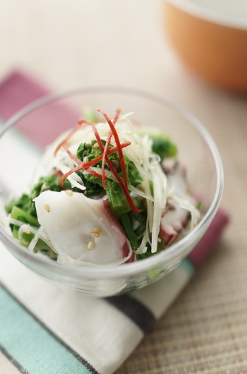 菜の花とタコの塩麹ナムル