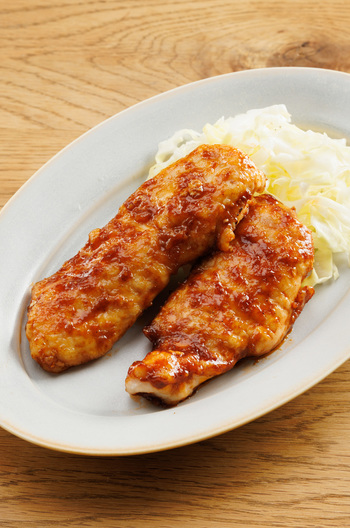 鶏むね肉でやわらかポークチャップ風