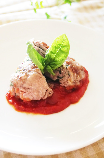 薄切り牛肉で くるくるイタリアンステーキ