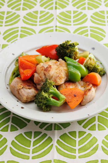 鶏肉と彩り野菜の黒酢炒め