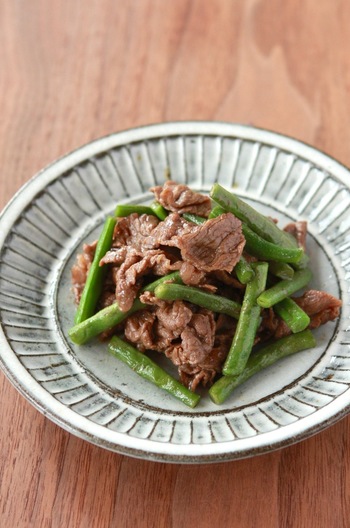 牛肉といんげんの甘辛煮