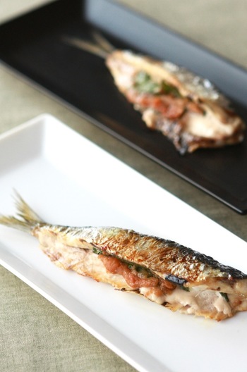 イワシの梅しそはさみ焼き
