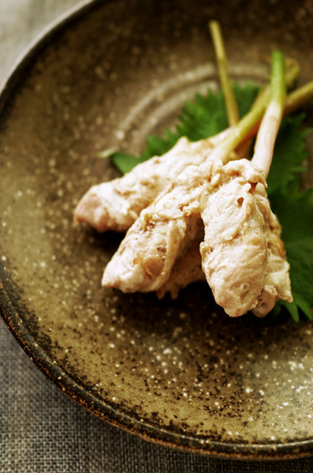 葉しょうがの豚肉巻