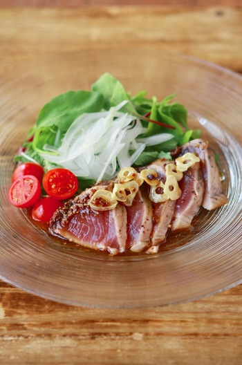 かつおのたたき ガーリックソース