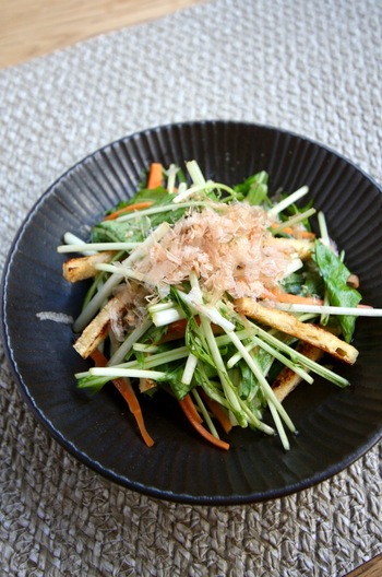 水菜とカリカリ油揚げの味ポンサラダ