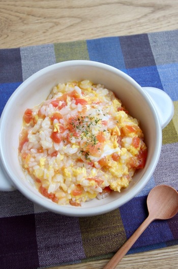 とろとろ卵とトマトのリゾット