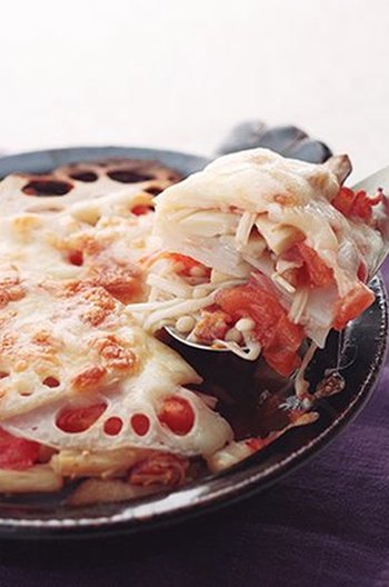 レンコンとキノコのラザニア