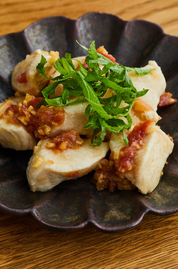 さっぱり水晶鶏の梅生姜あえ