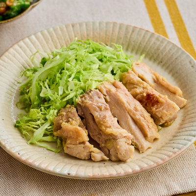 電子レンジで　鶏肉のしょうがみそ焼き