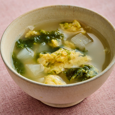 大根と海苔のふわたまスープ