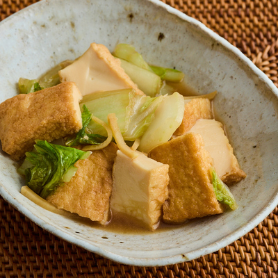 厚揚げと白菜のしょうが煮