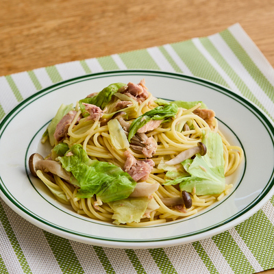 ツナとキャベツのレンジパスタ