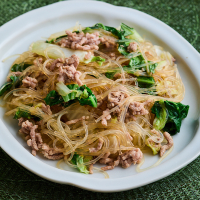 白菜とひき肉の春雨煮