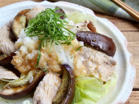 豚肉とナス冷しゃぶ にんにくおろしポン酢