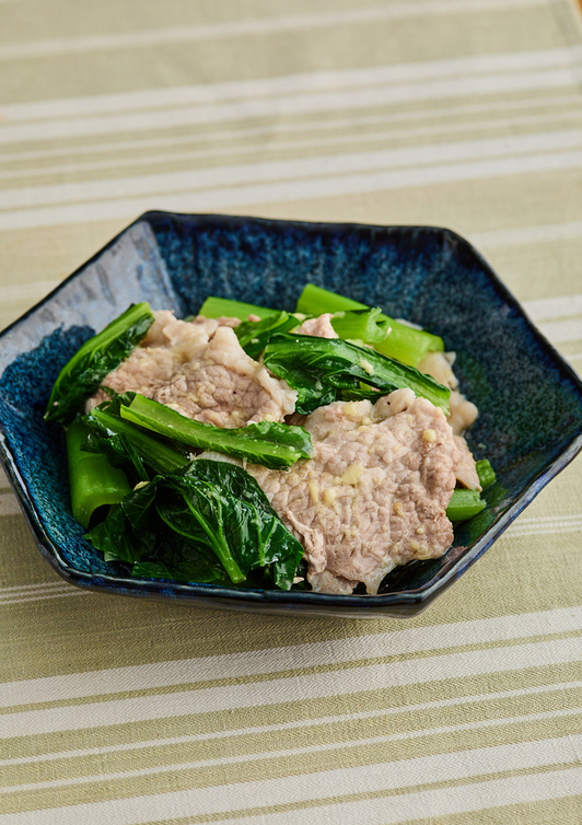 豚肉と小松菜のしょうが蒸し