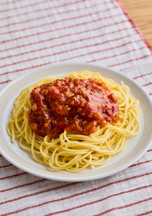 市販のソースで ミートソースパゲッティ