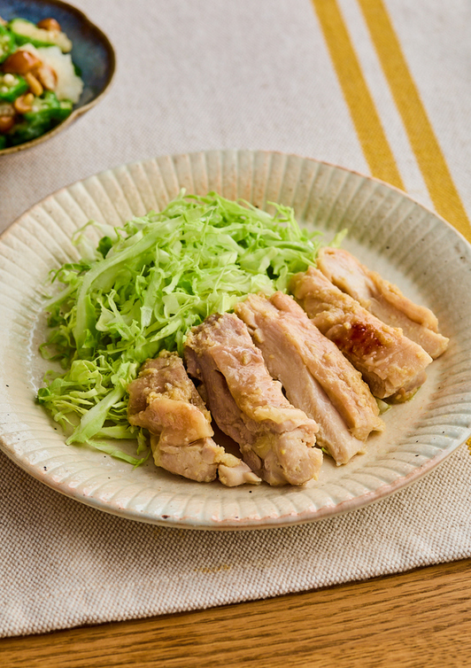 電子レンジで　鶏肉のしょうがみそ焼き