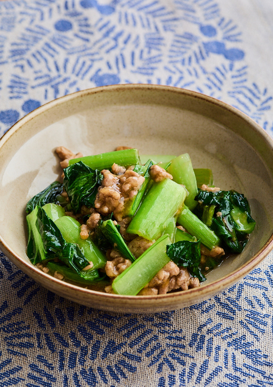 小松菜のそぼろあんかけ