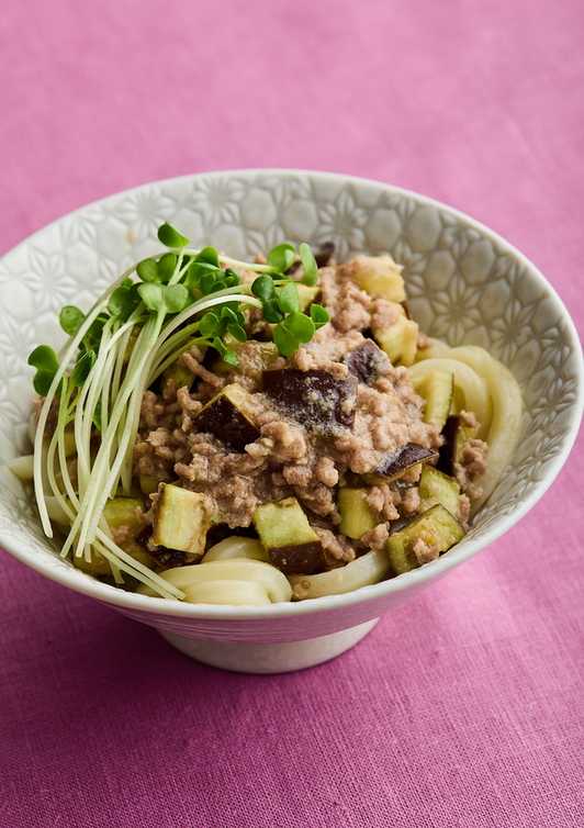なすの肉みそうどん