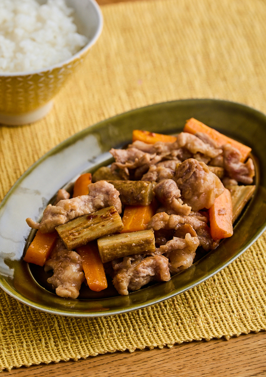 豚肉と根菜の甘酢炒め