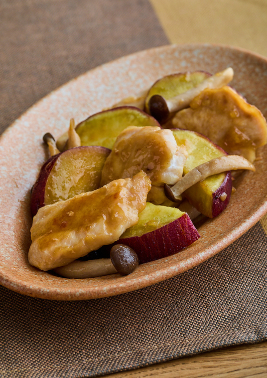 鶏肉とさつまいものバターしょうゆ炒め