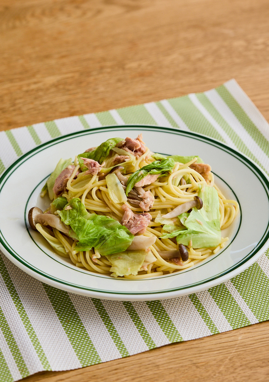 ツナとキャベツのレンジパスタ