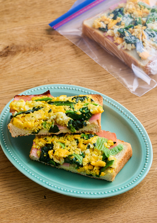 冷凍作り置き ベーコンエッグトースト