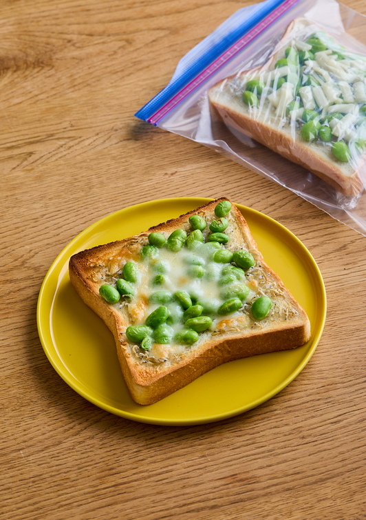 冷凍作り置き 枝豆とじゃこのチーズトースト