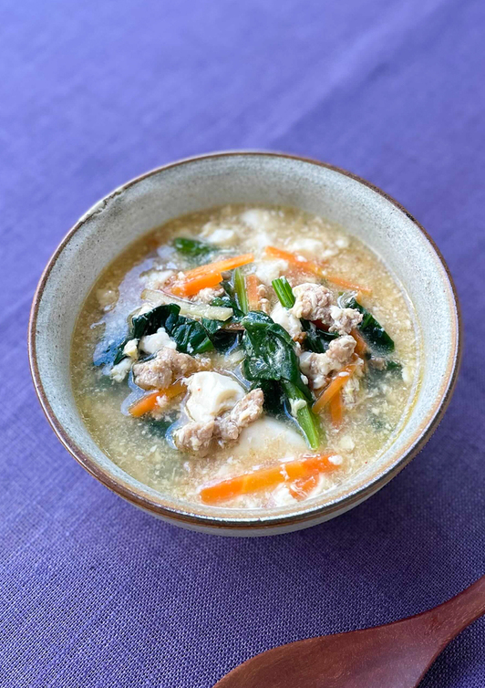 豆腐とひき肉の韓国風スープ