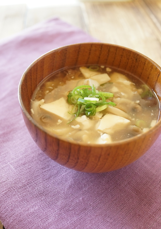 梅香る 豆腐とキノコのとろみスープ