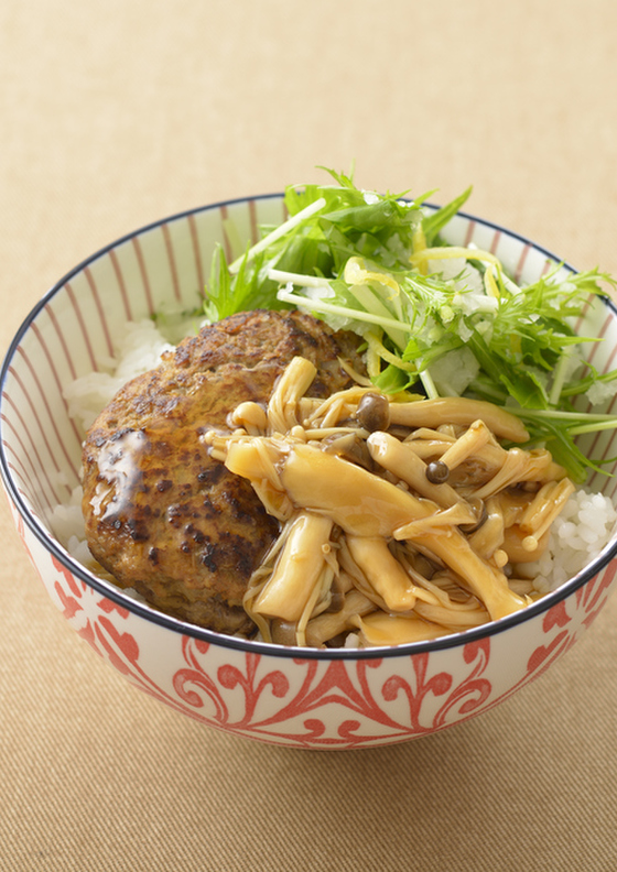 きのこ&ハンバーグどんぶり