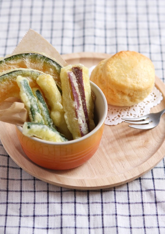 味覚障害の時の野菜の天ぷらとスコーン