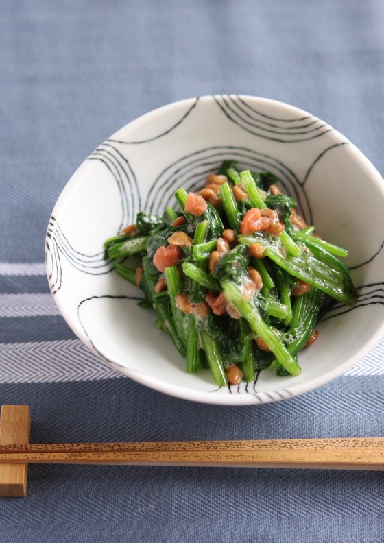 梅香る 納豆とほうれん草の和えもの