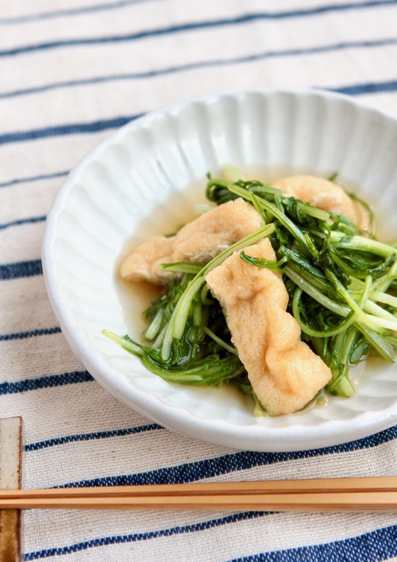 簡単一品 水菜と油あげの煮浸し