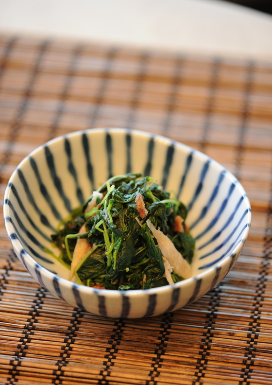 夏野菜 モロヘイヤの梅肉おかか和え