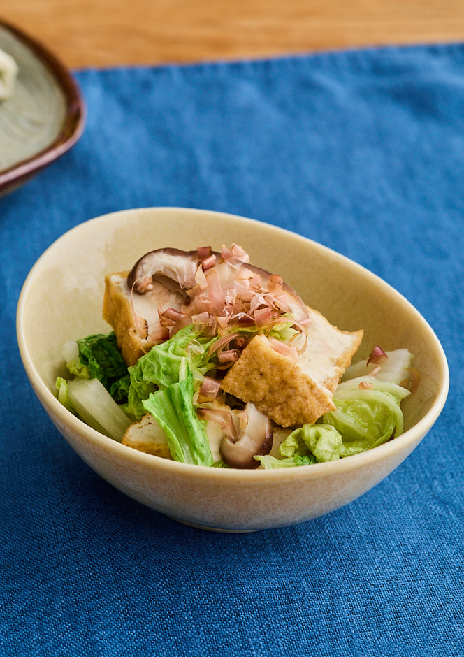 ごま油香る 厚揚げと白菜のレンジ蒸し