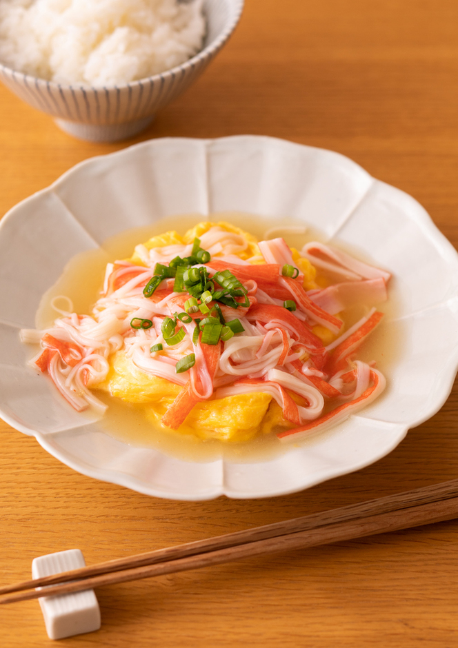 ふんわり卵のかにかまあんかけ