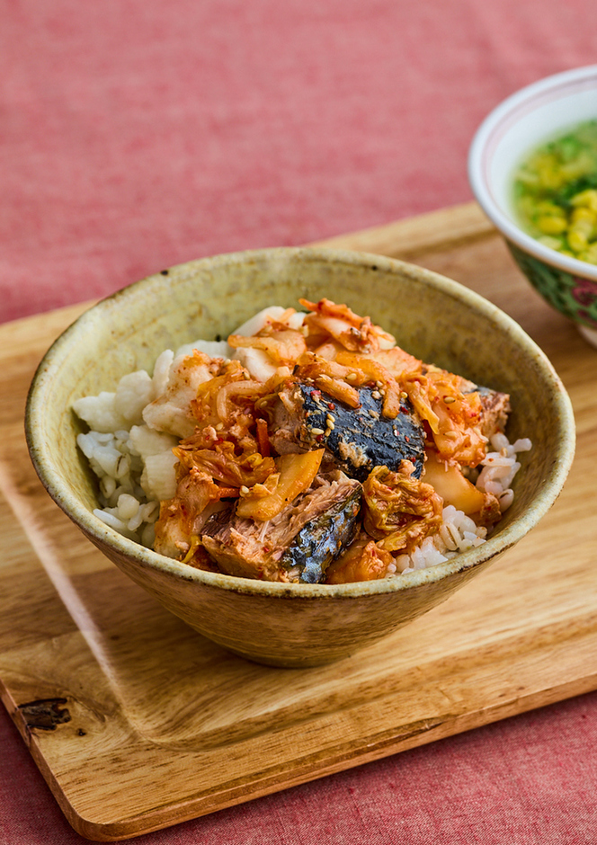 さば缶のキムチあえ丼