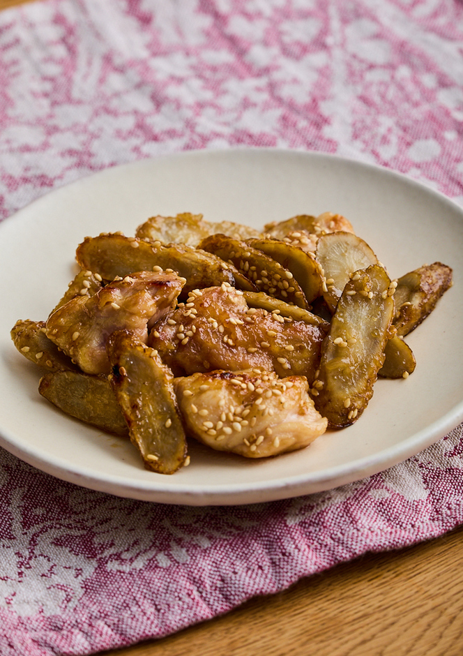 鶏肉とごぼうの甘辛炒め