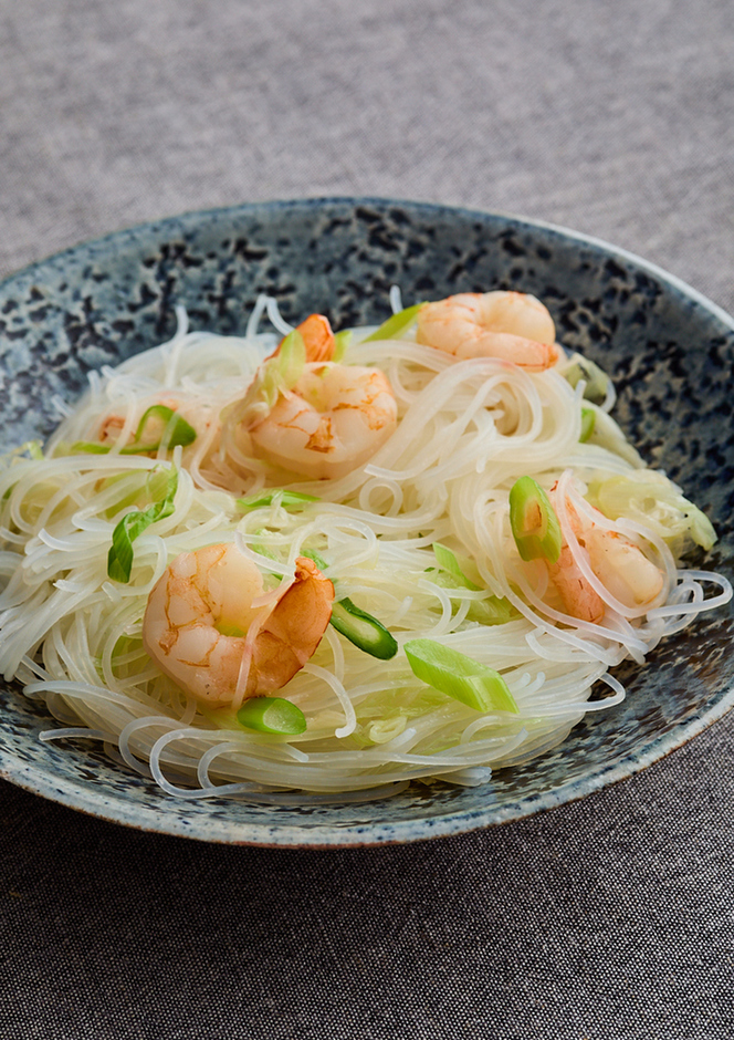 えびと長ねぎの塩焼きビーフン