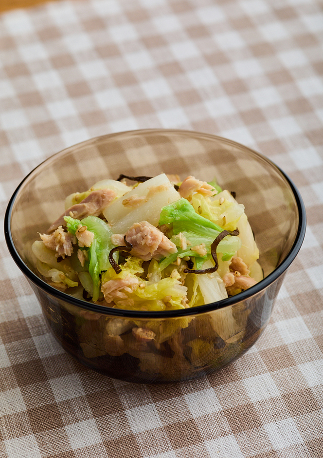 白菜とツナの塩昆布サラダ