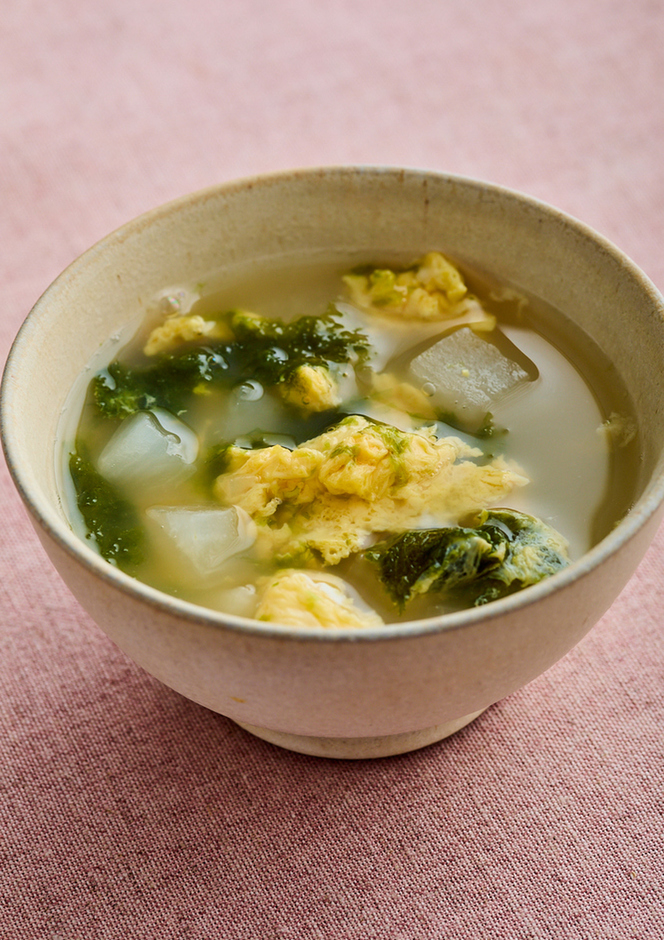 大根と海苔のふわたまスープ