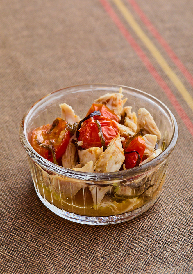 鶏ささ身とミニトマトの塩昆布マリネ