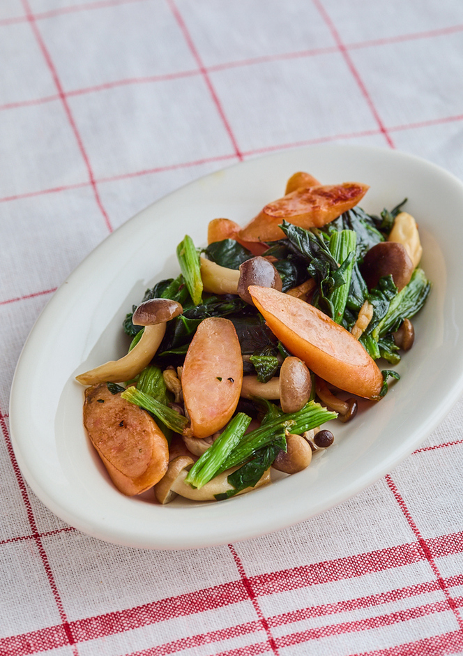 ウインナーとほうれん草のソテー