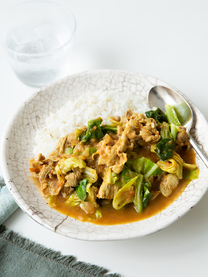 トマトとキャベツの和風カレーライス
