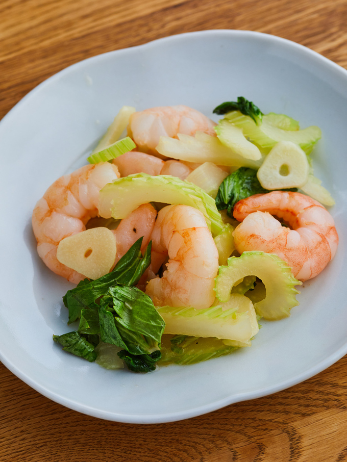 えびとセロリの中華炒め