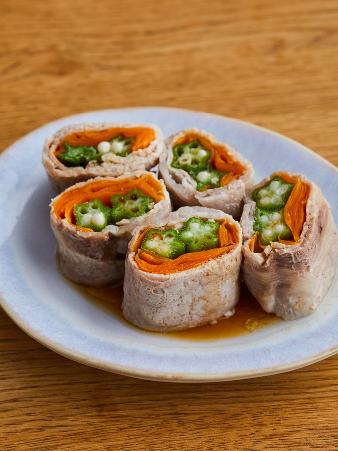 少ない洗い物で 野菜のレンジ肉巻き