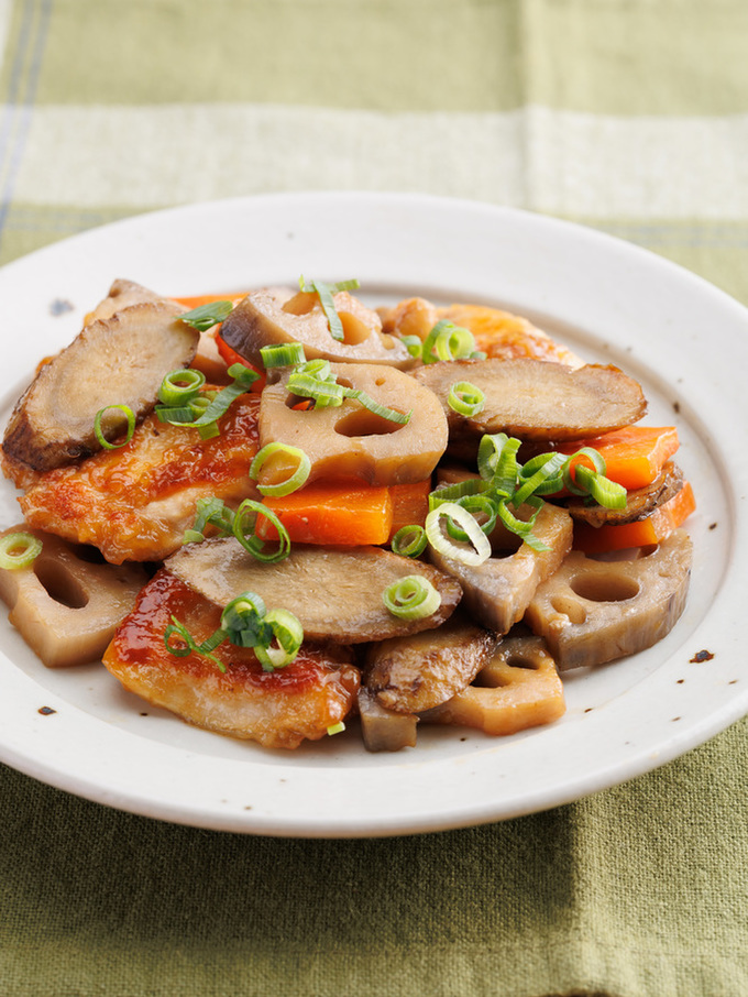 鶏肉と根菜の甘辛炒め