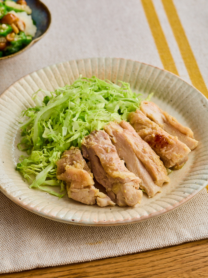 電子レンジで　鶏肉のしょうがみそ焼き